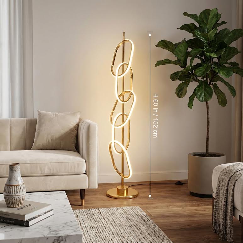 Sculptural Gold Accent Lighting for Living Room