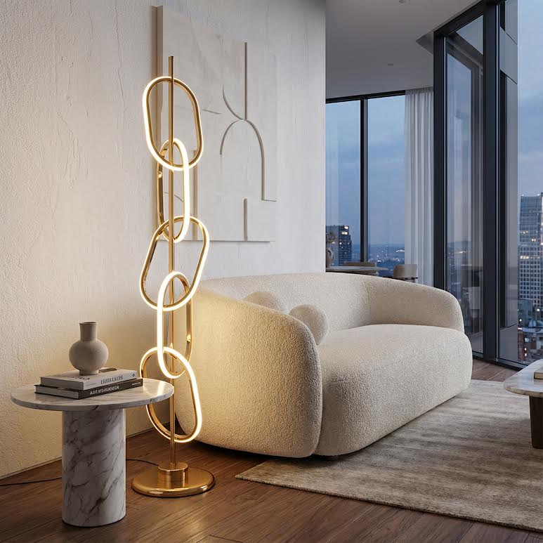 Sculptural Gold Accent Lighting for Living Room