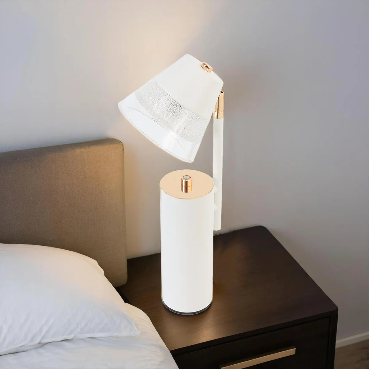 Minimalist White Desk & Bedside Light